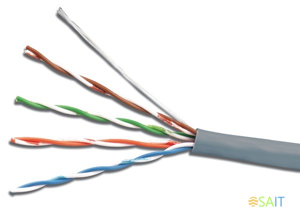 Кабель сетевой UTP 4 пары cat.5E solid 0.5мм CCA 100м серый