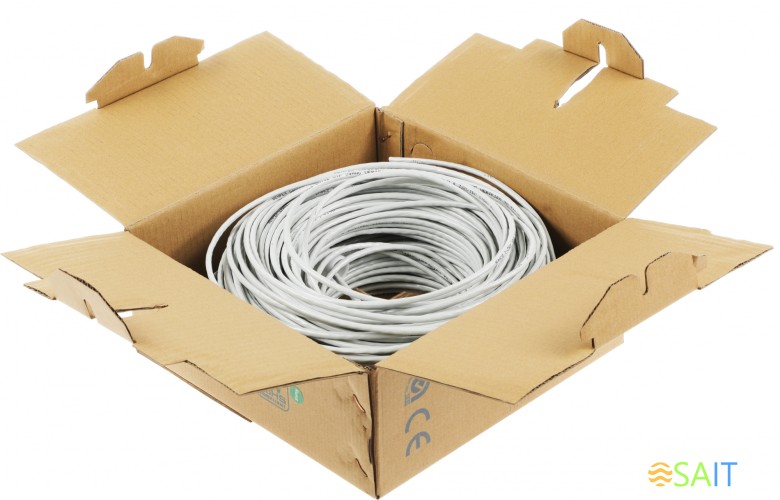 Кабель сетевой UTP 4 пары cat.5E solid 0.5мм CCA 100м серый