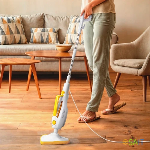 Швабра паровая Kitfort КТ-1068 1500Вт белый/желтый