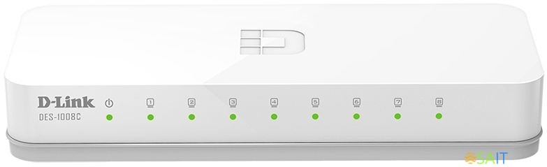 Коммутатор D-Link DES-1008C/B1A 8x100Мбит/с неуправляемый