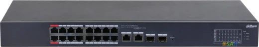 Коммутатор Dahua DH-CS4218-16ET-240 (L2) 16x100Мбит/с 2xКомбо(1000BASE-T/SFP) 2SFP 16PoE 240W управляемый