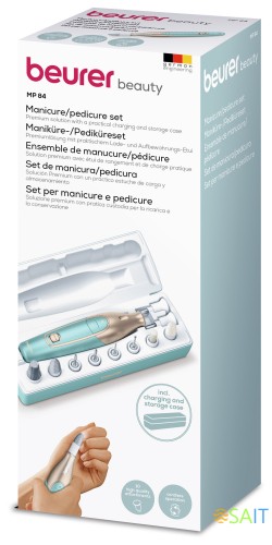 Маникюрно-педикюрный набор Beurer MP84 насадок в компл.:10шт золотистый/бирюзовый