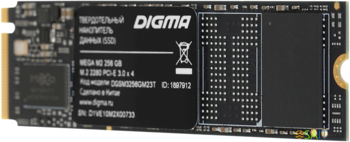 Накопитель SSD Digma PCIe 3.0 x4 256GB DGSM3256GM23T Mega M2 M.2 2280
