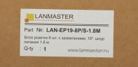 Блок распределения питания Lanmaster LAN-EP19-8P/S-1.8M гор.размещ. 8xSchuko базовые 10A C14 1.8м