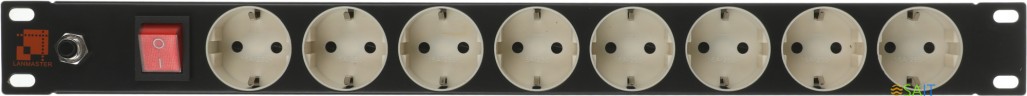 Блок распределения питания Lanmaster LAN-EP19-8P/S-1.8M гор.размещ. 8xSchuko базовые 10A C14 1.8м