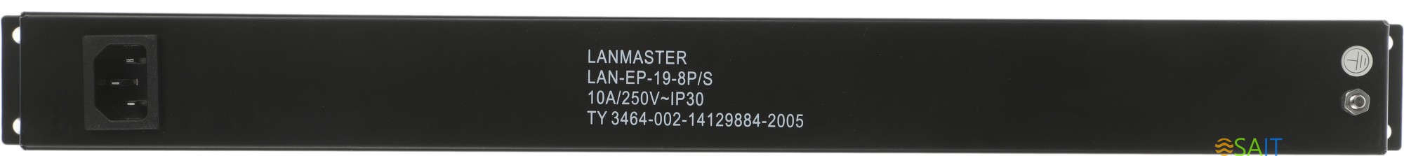 Блок распределения питания Lanmaster LAN-EP19-8P/S-1.8M гор.размещ. 8xSchuko базовые 10A C14 1.8м