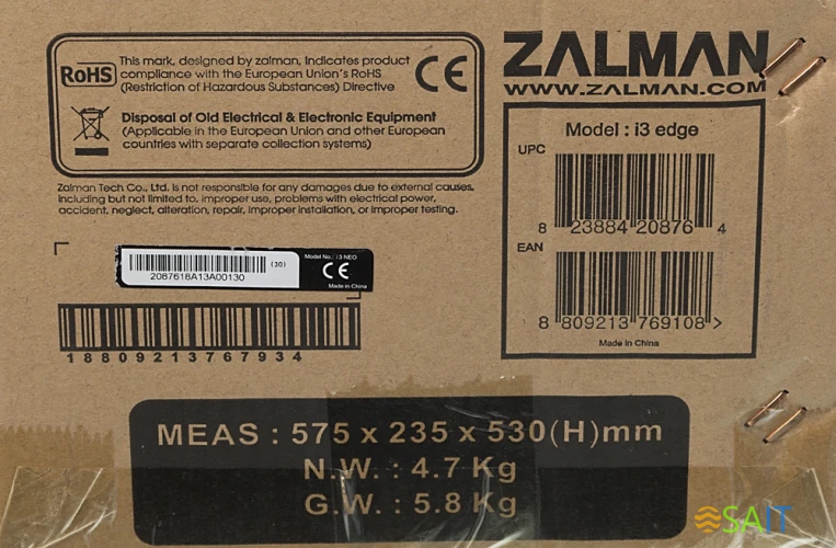 Корпус Zalman i3 edge черный без БП ATX 2x120mm 2xUSB2.0 1xUSB3.0 audio bott PSU