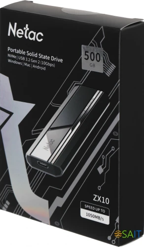 Накопитель SSD Netac USB-C 500GB NT01ZX10-500G-32BK ZX10 1.8" черный