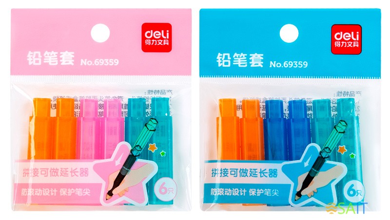 Колпачок-манжета для чернографитных карандашей Deli 69359 полипропилен ассорти (упак.:6шт)