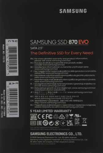 Накопитель SSD Samsung SATA-III 1TB MZ-77E1T0BW 870 EVO 2.5"