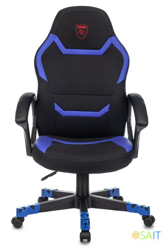 Кресло игровое Zombie 10 черный/синий ткань/эко.кожа крестов. пластик