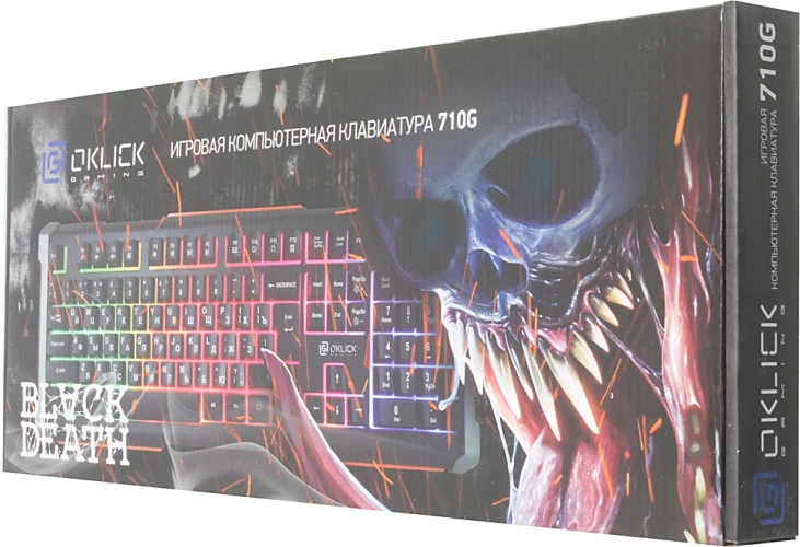 Клавиатура Оклик 710G BLACK DEATH черный/серый USB Multimedia for gamer LED