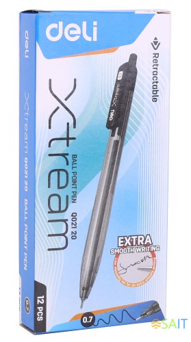 Ручка шариков. автоматическая Deli X-tream EQ02120 черный d=0.7мм черн. черн. сменный стержень линия 0.4мм