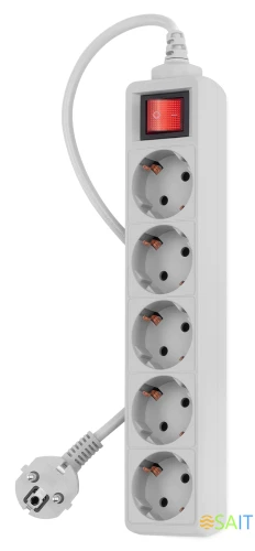 Сетевой фильтр PC Pet AP01006-5-G 5м (5 розеток) серый (пакет ПЭ)