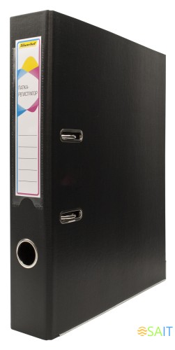 Папка-регистратор Silwerhof A4 50мм двусторон.ПВХ черный мет.окант. сборная смен.карм. на кор.