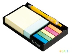 Блок самоклеящийся бумажный Stick`n 21425 200лист. 70г/м2 в подставке 76x76мм+25x76мм+закладки 5цв.