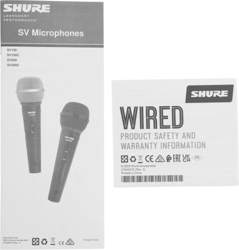 Микрофон проводной Shure SV100-A 4.5м черный/серебристый