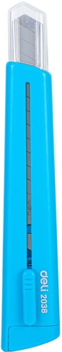 Нож канцелярский Deli E2038BLUE 80мм шир.лез.9мм синий блистер