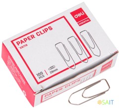 Скрепки Deli E39719 металл никелированные треугольник 28мм (упак.:100шт) картонная коробка