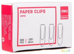 Скрепки Deli E39719 металл никелированные треугольник 28мм (упак.:100шт) картонная коробка