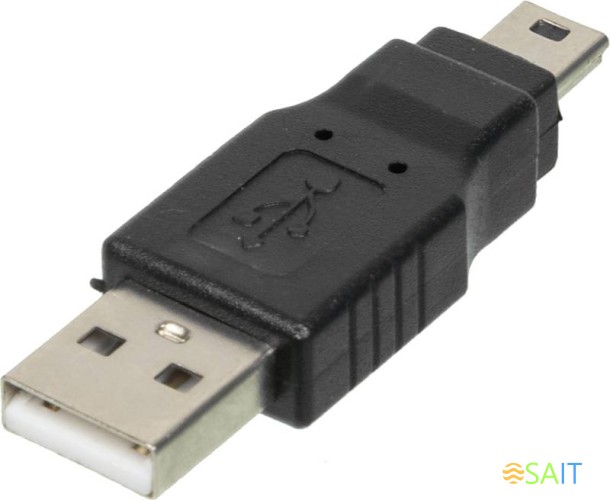 Переходник Ningbo mini USB B (m) USB A(m) белый