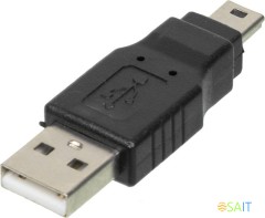 Переходник Ningbo mini USB B (m) USB A(m) белый