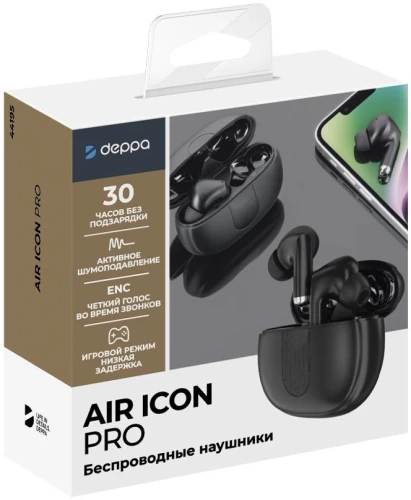 Гарнитура внутриканальные Deppa 44195 черный беспроводные bluetooth в ушной раковине