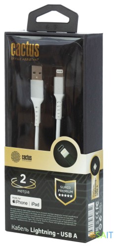 Кабель Cactus CS-LG.USB.A-2 USB (m)-Lightning (m) 2м белый блистер