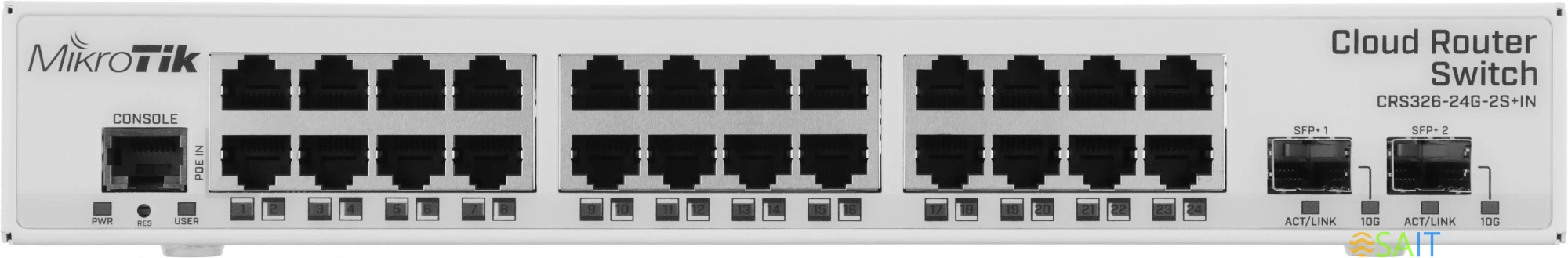 Коммутатор MikroTik CRS326-24G-2S+IN (L2) 24x1Гбит/с 2SFP+ управляемый
