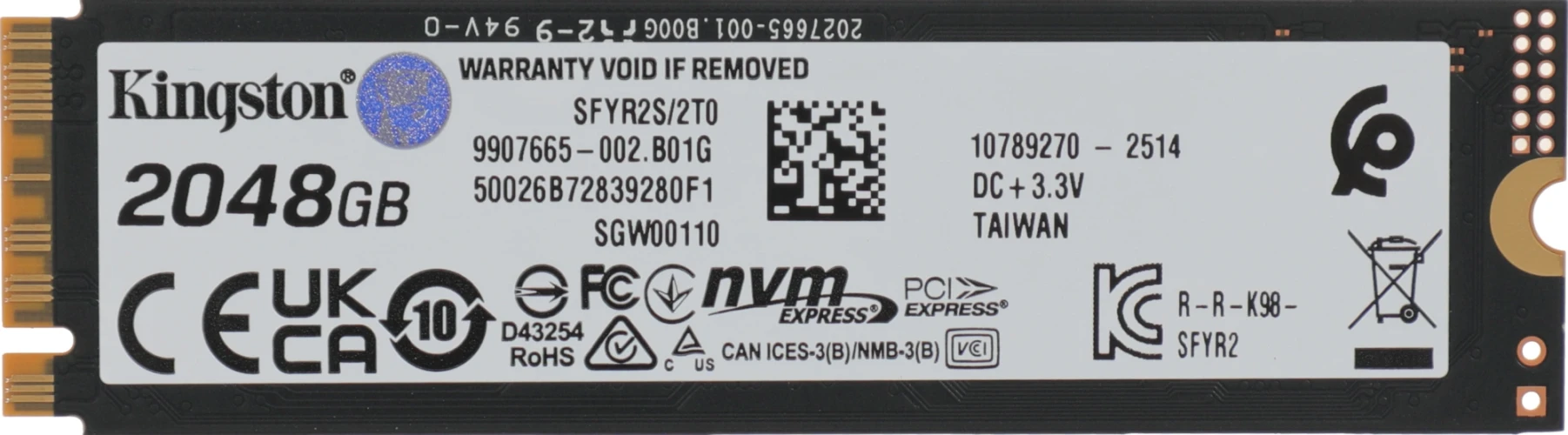 Накопитель SSD Kingston PCIe 5.0 x4 2TB SFYR2S/2T0 Fury Renegade M.2 2280