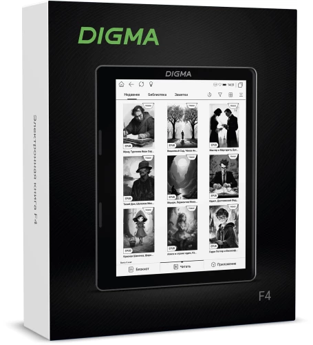 Электронная книга Digma F4 5.83" E-ink HD Carta 680x920 Touch Screen 1.2Ghz 1Gb/8Gb/SD/microSDHC/подсветка дисплея черный