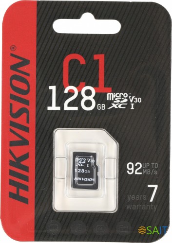 Флеш карта microSDXC 128GB Hikvision HS-TF-C1(STD)/128G/ZAZ01X00/OD C1 V30 w/o adapter