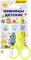Ножницы Silwerhof Веселые друзья детские 100мм ручки пластиковые пластик салатовый