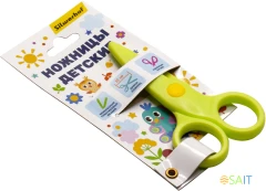 Ножницы Silwerhof Веселые друзья детские 100мм ручки пластиковые пластик салатовый