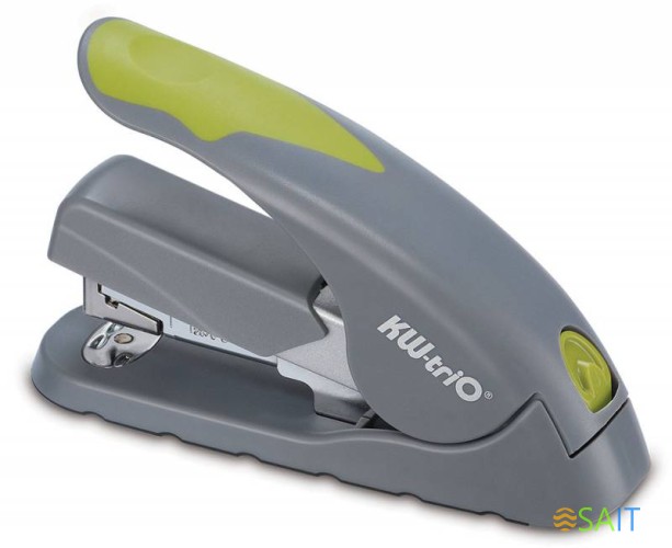 Степлер настольный Kw-Trio 5618GR/GREEN Soft-Touch 24/6 24/8 26/6 26/8 (40листов) снижение усилия серый/зеленый 100скоб