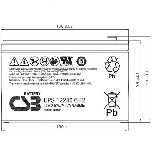Батарея для ИБП CSB UPS122406 F2 12В
