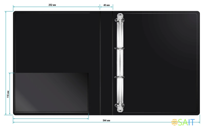 Папка на 4-х D-кольцах Бюрократ -0840/4DBLCK A4 пластик 0.8мм кор.40мм внутр. с вставкой черный