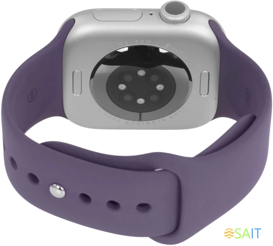 Смарт-часы Apple Watch Series 11 A3331 42мм OLED корп.серебристый Sport Band рем.фиолетовый разм.брасл.:M/L (MEU74LW/A)