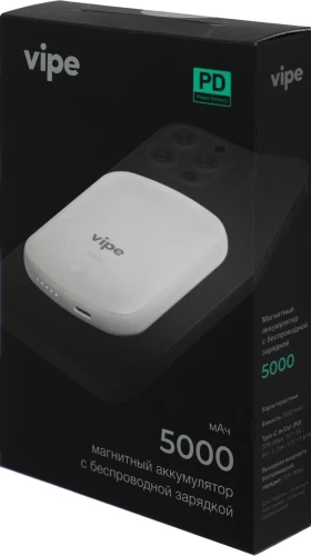 Мобильный аккумулятор Vipe Jake 5000mAh PD 20W 3A USB-C беспров.зар. белый (VPPBJAKE5KSTWH)