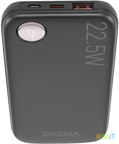 Мобильный аккумулятор Digma DGPF10B 10000mAh QC3.0/PD3.0 22.5W 3A USB-A/USB-C черный (DGPF10B22PBK)