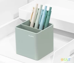 Подставка Deli NS011green Nusign 2отд. для письменных принадлежностей 84х84х86мм зеленый пластик