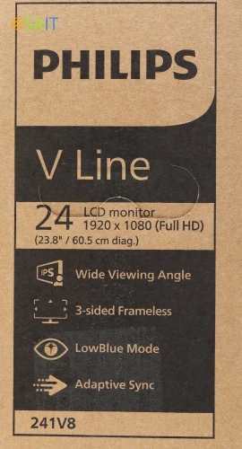 Монитор Philips 23.8" V Line 241V8AW (00/01) белый IPS LED 16:9 HDMI M/M матовая 250cd 178гр/178гр 1920x1080 75Hz VGA FHD 2.87кг