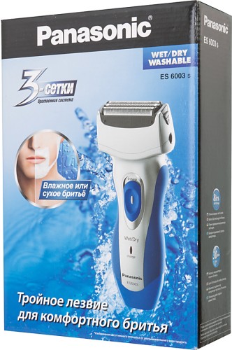 Бритва сетчатая Panasonic ES6003 реж.эл.:3 питан.:аккум. синий/серебристый