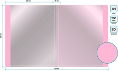 Папка с 20 прозр.вклад. Бюрократ Gems GEM20PIN A4 пластик 0.7мм торц.карм с бум. встав розовый аметист