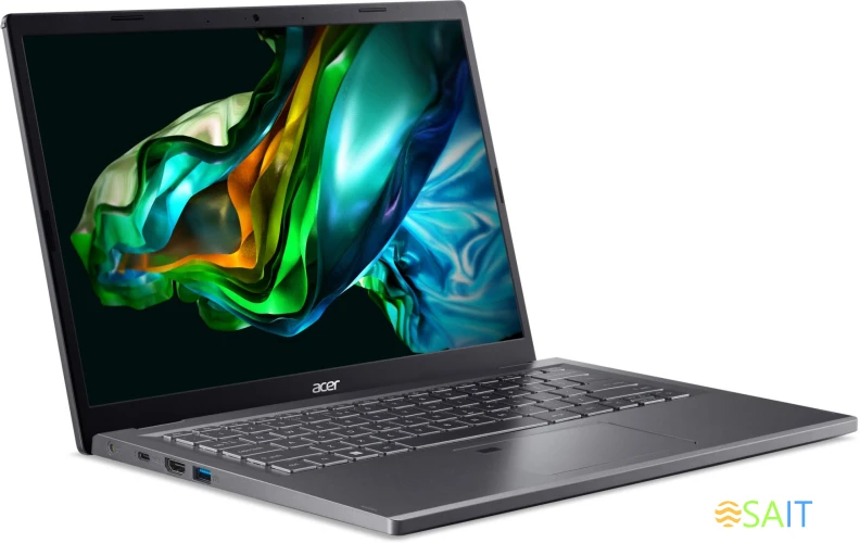 Ноутбук Acer Aspire 5 A514-56M-770K Core i7 1355U 16Gb SSD512Gb Intel Iris Xe graphics 14" IPS WUXGA (1920x1200) noOS grey WiFi BT Cam (NX.KH6CD.008)