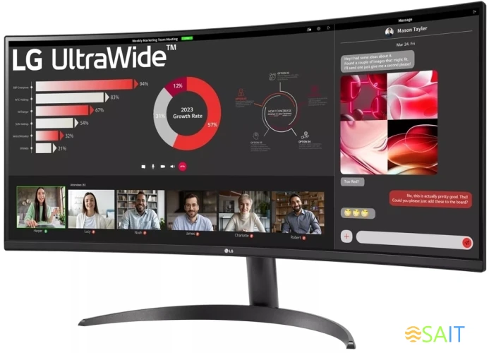 Монитор LG 34" UltraWide 34WR50QK-B черный VA LED 21:9 HDMI матовая 300cd 178гр/178гр 3440x1440 100Hz DP WQ 5.9кг