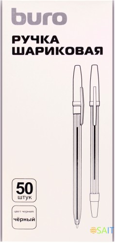 Ручка шариков. Buro Basic прозрачный d=0.7мм черн. черн. кор.карт. сменный стержень линия 0.5мм