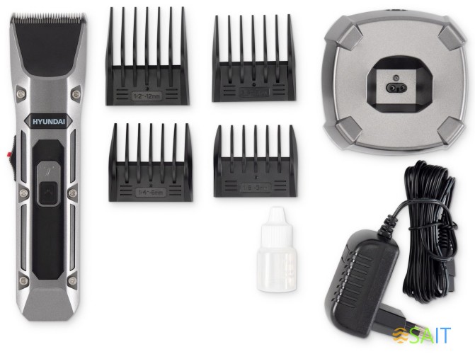 Машинка для стрижки Hyundai H-HC7115 черный 3Вт (насадок в компл:4шт)