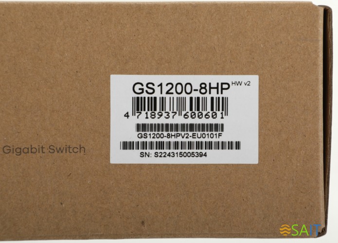 Коммутатор Zyxel GS1200-8HPV2-EU0101F (L2) 8x1Гбит/с 4PoE+ 60W управляемый
