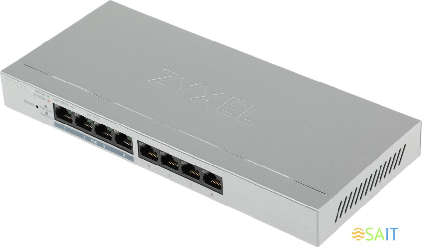 Коммутатор Zyxel GS1200-8HPV2-EU0101F (L2) 8x1Гбит/с 4PoE+ 60W управляемый